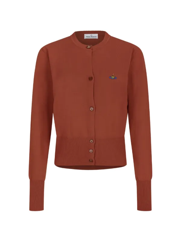 Vivienne Westwood Bea Button Embroidered Cardigan in Brown