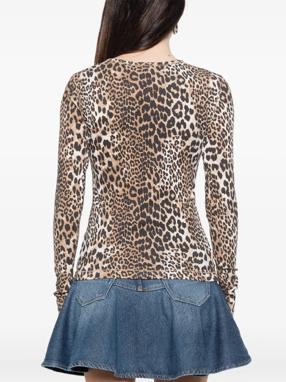 Ribbed Leopard-Print T-Shirt