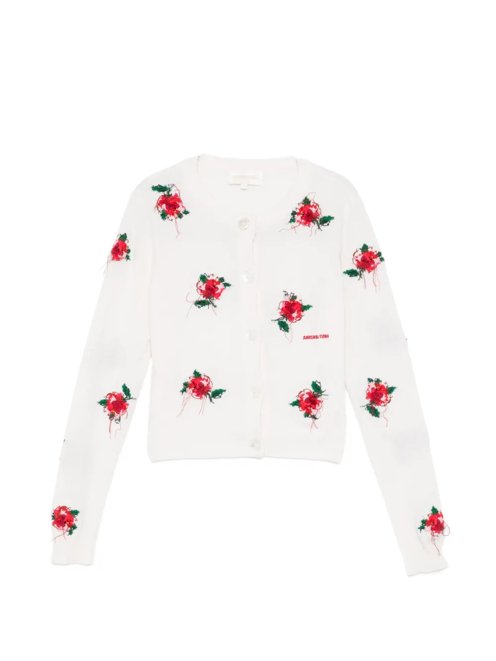 SHUSHU/TONG floral-embroidered cardigan - Neutrals
