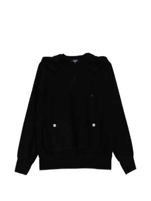 Sacai Striped distressed-effect Cardigan | Black | FARFETCH