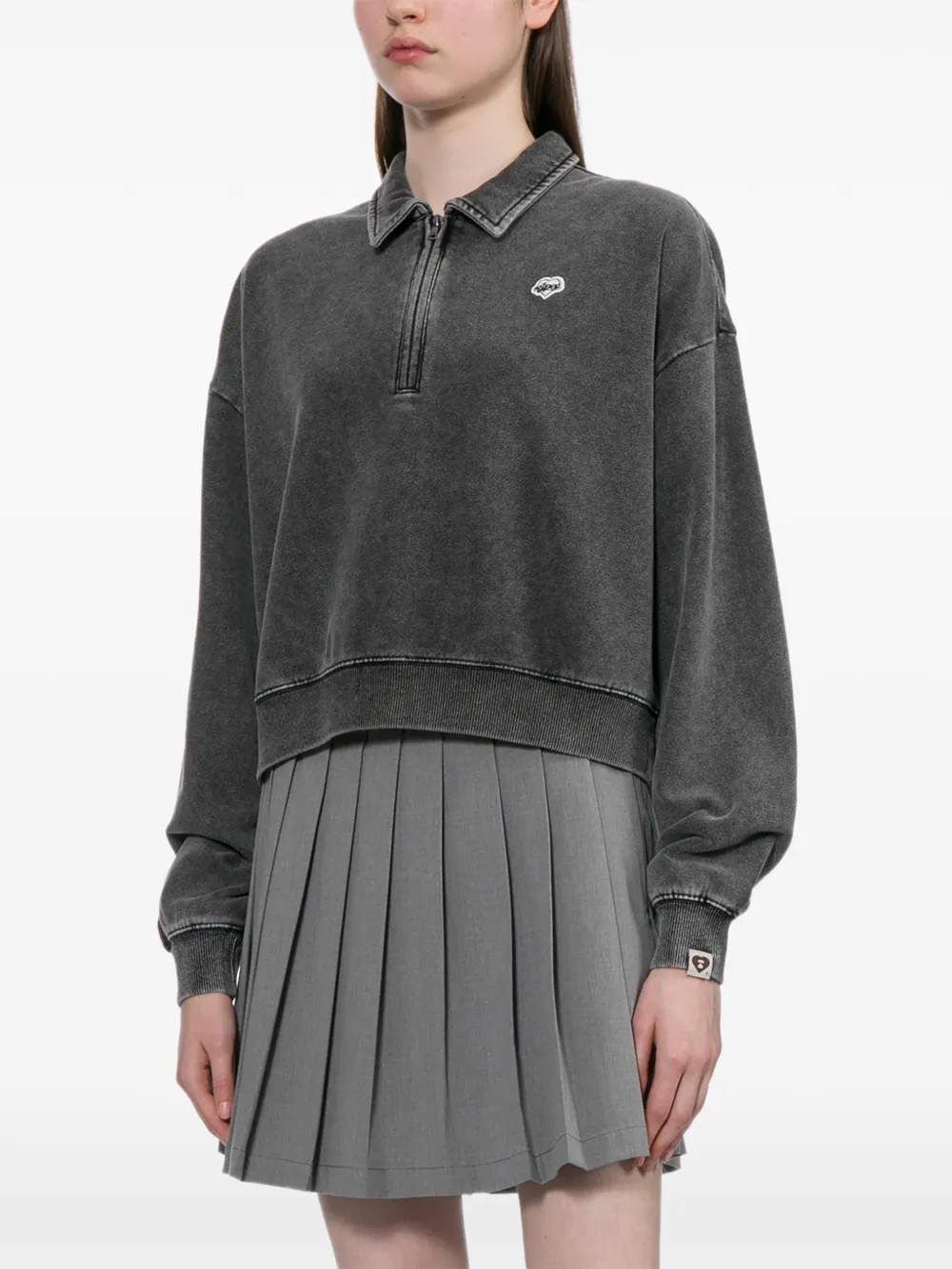  Apee™ By *a Bathing Ape® Logo-patched Half-zip Sweatshirt - Grey 