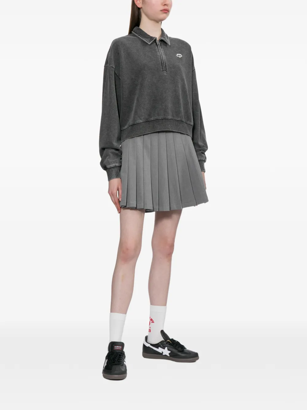  Apee™ By *a Bathing Ape® Logo-patched Half-zip Sweatshirt - Grey 