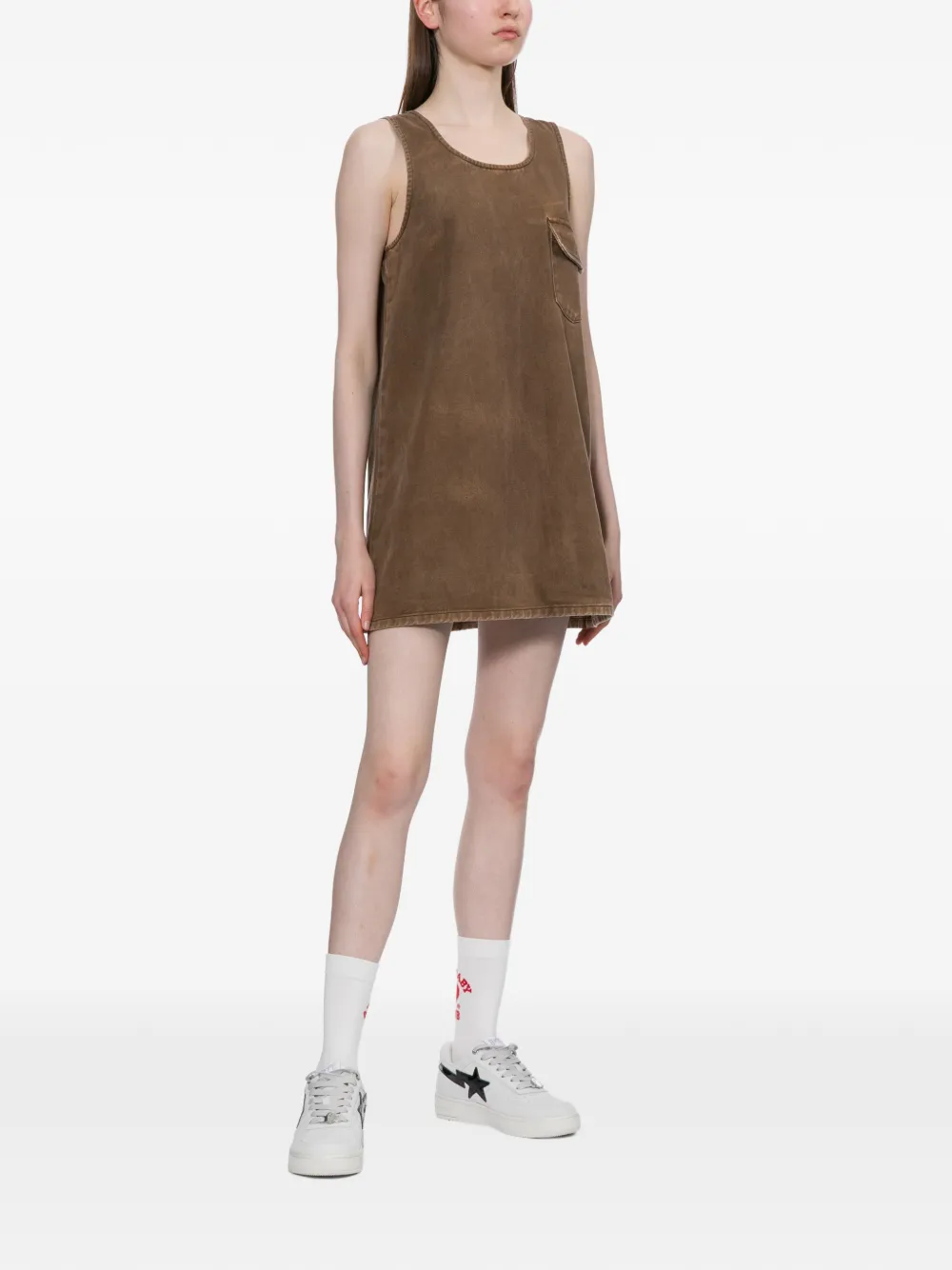  Apee™ By *a Bathing Ape® Logo-embroidered Sleeveless Dress - Brown 