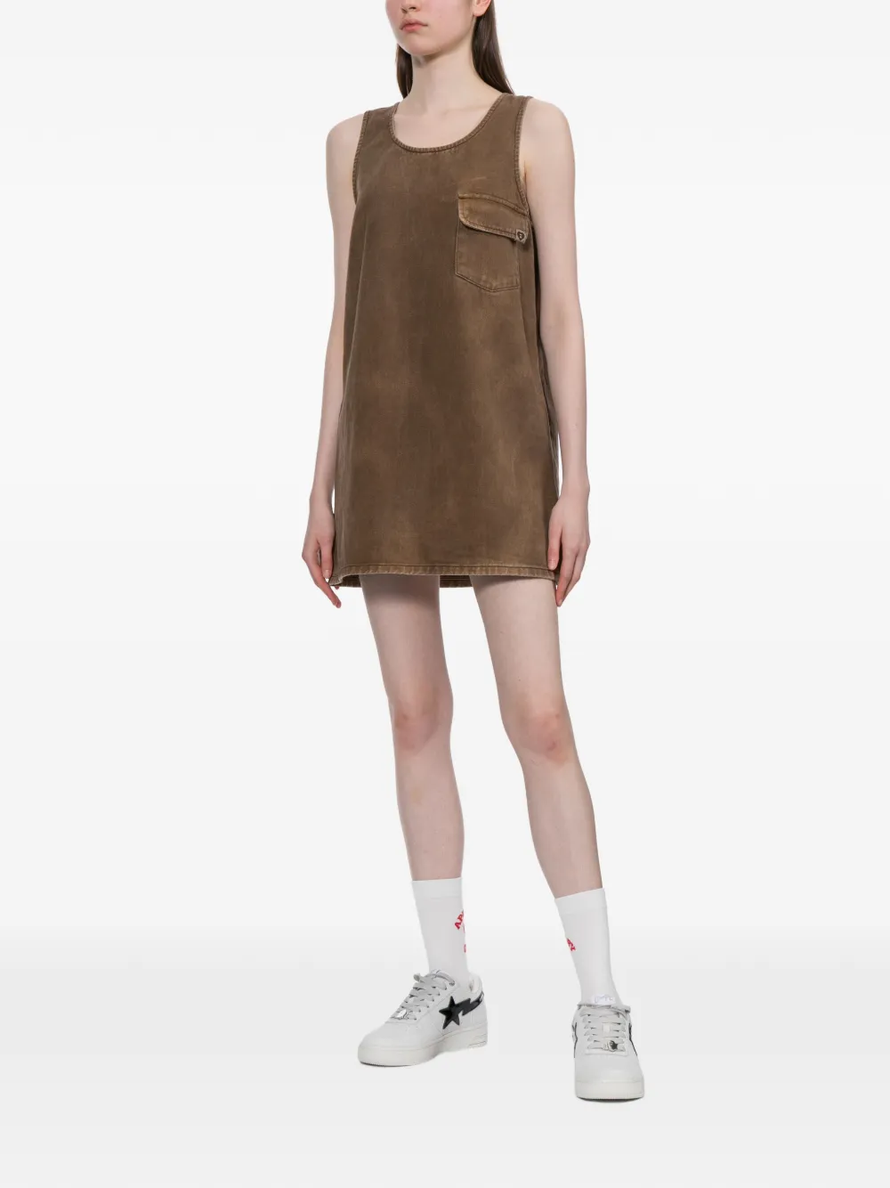  Apee™ By *a Bathing Ape® Logo-embroidered Sleeveless Dress - Brown 