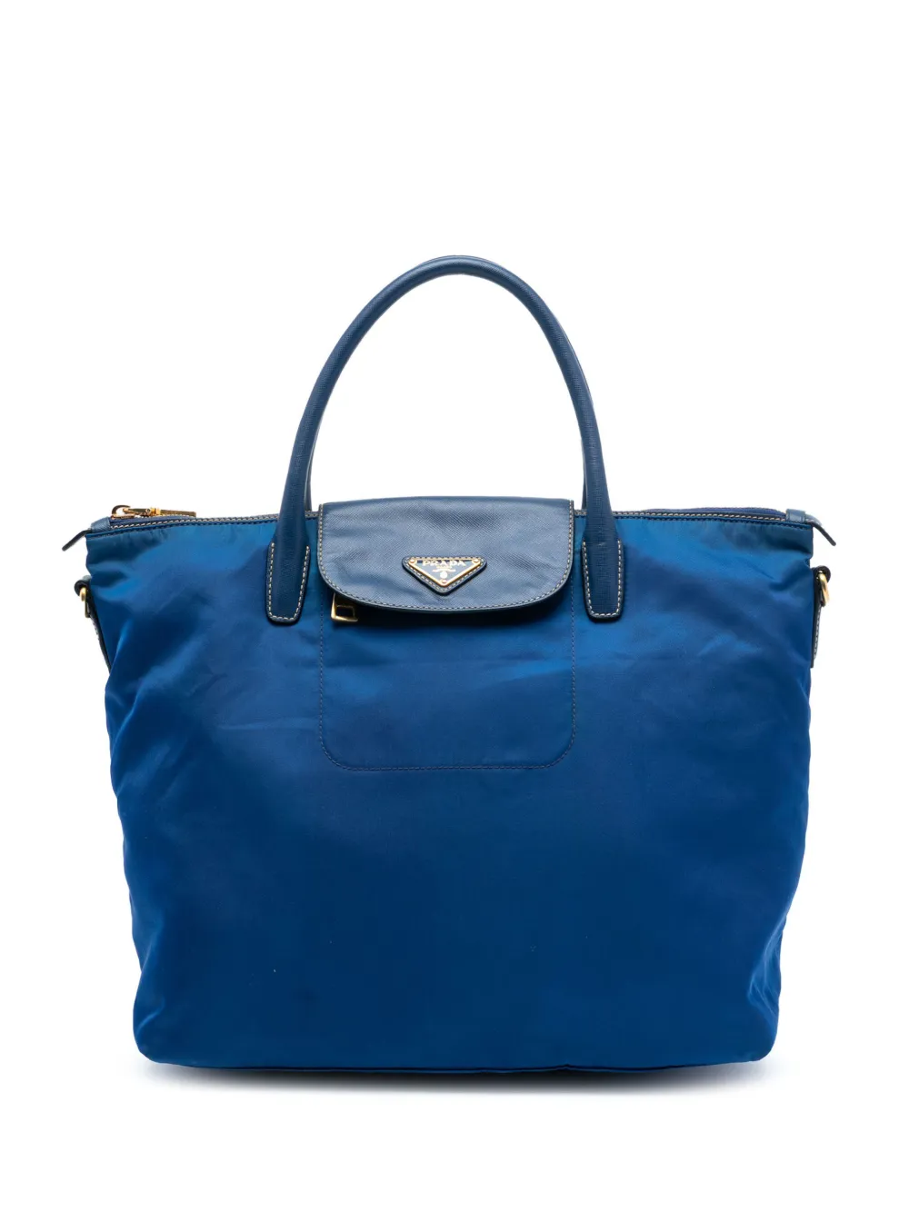 Prada Pre-Owned 2013-2025 Saffiano Trimmed Tessuto satchel - Blu