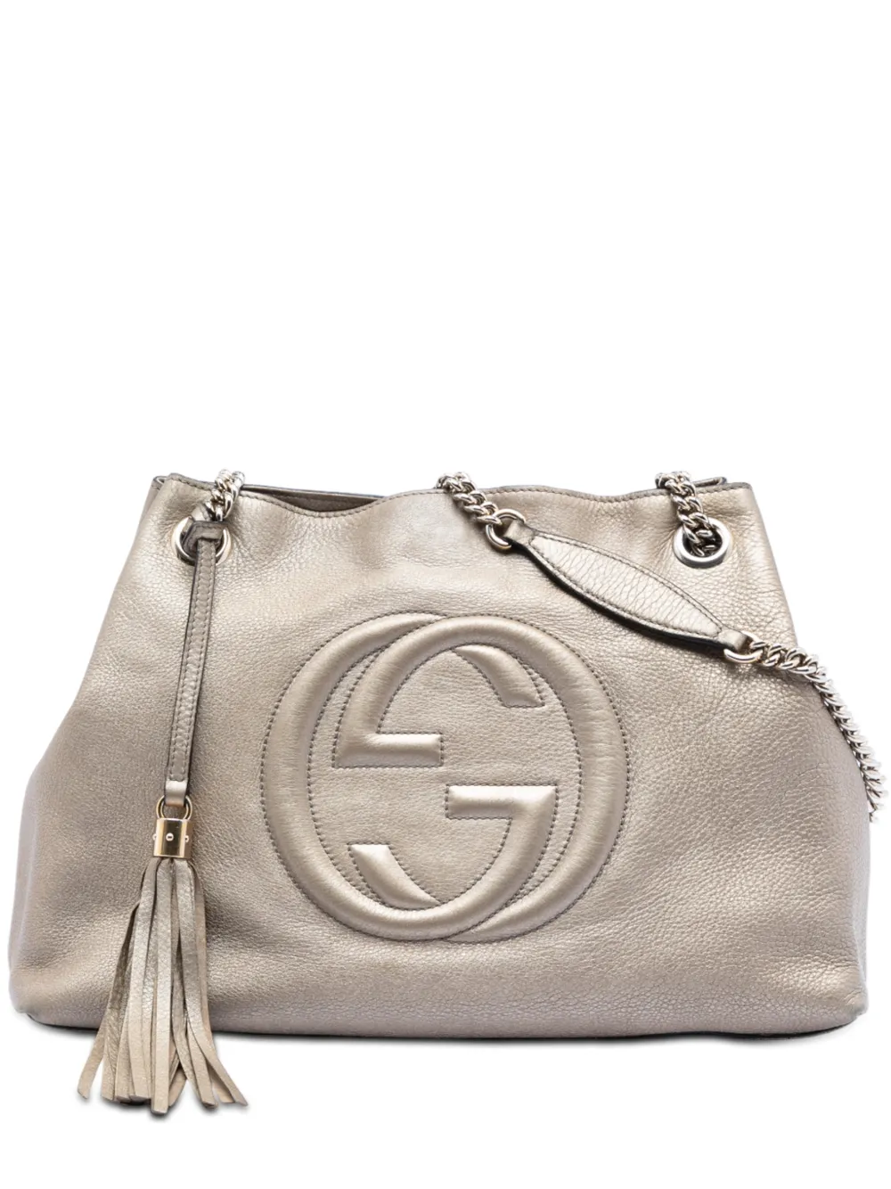 Gucci Pre-Owned 2000-2015 Medium Metallic Leather Soho Chain tote bag - Argento