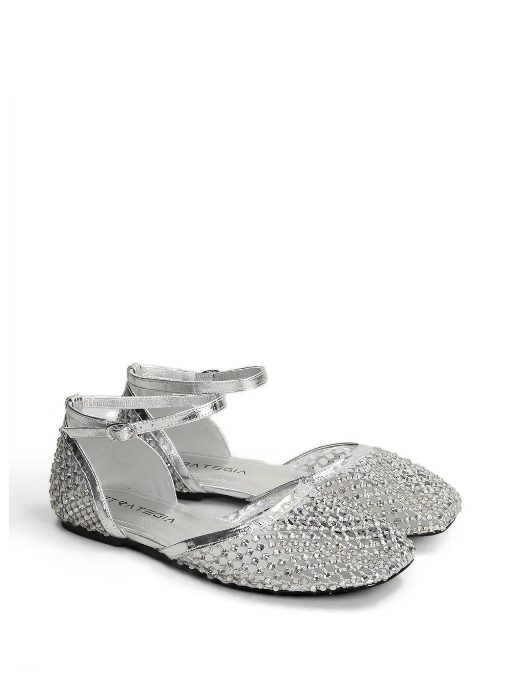 strategia shoes crystal-embellished leather ballet flats Zilver