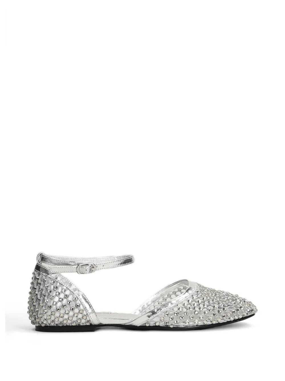 strategia shoes crystal-embellished leather ballet flats - Argento