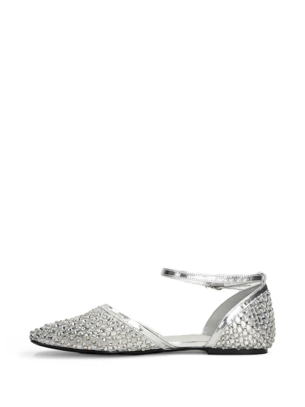 strategia shoes crystal-embellished leather ballet flats Zilver