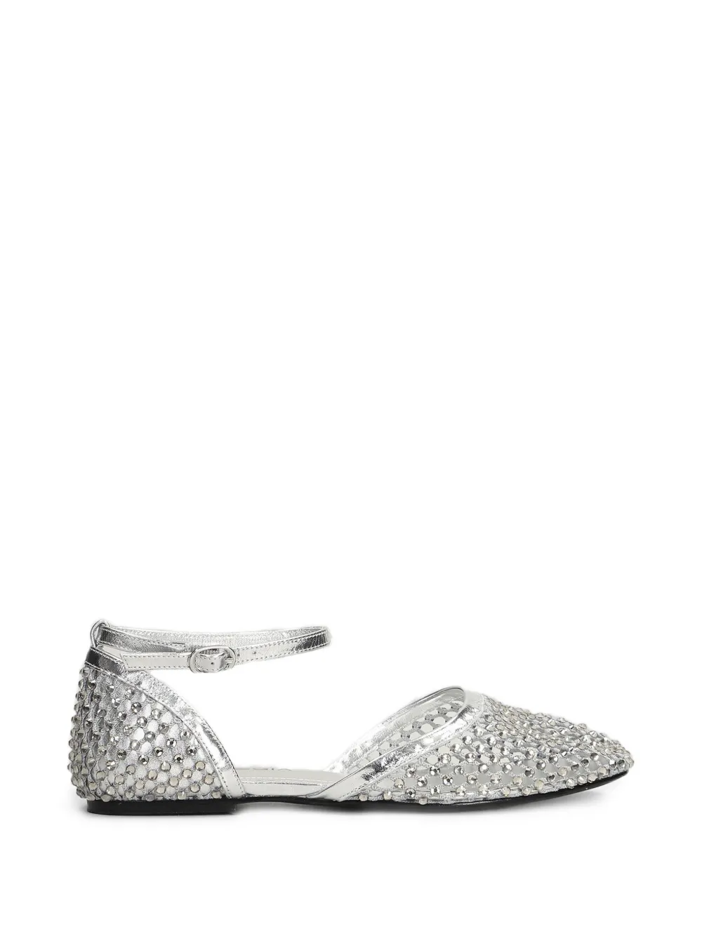 strategia shoes crystal-embellished leather ballet flats - Argento