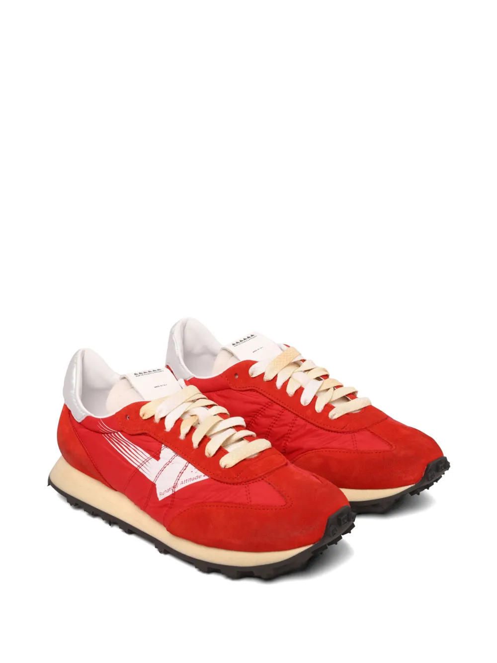 RUN OF suede logo-detail sneakers Rood