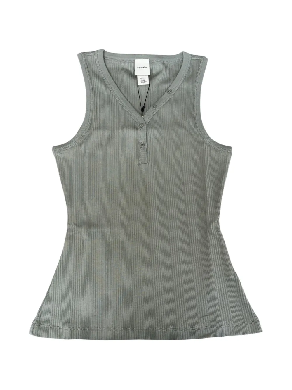 Calvin Klein V-neck buttoned ribbed vest - Grau