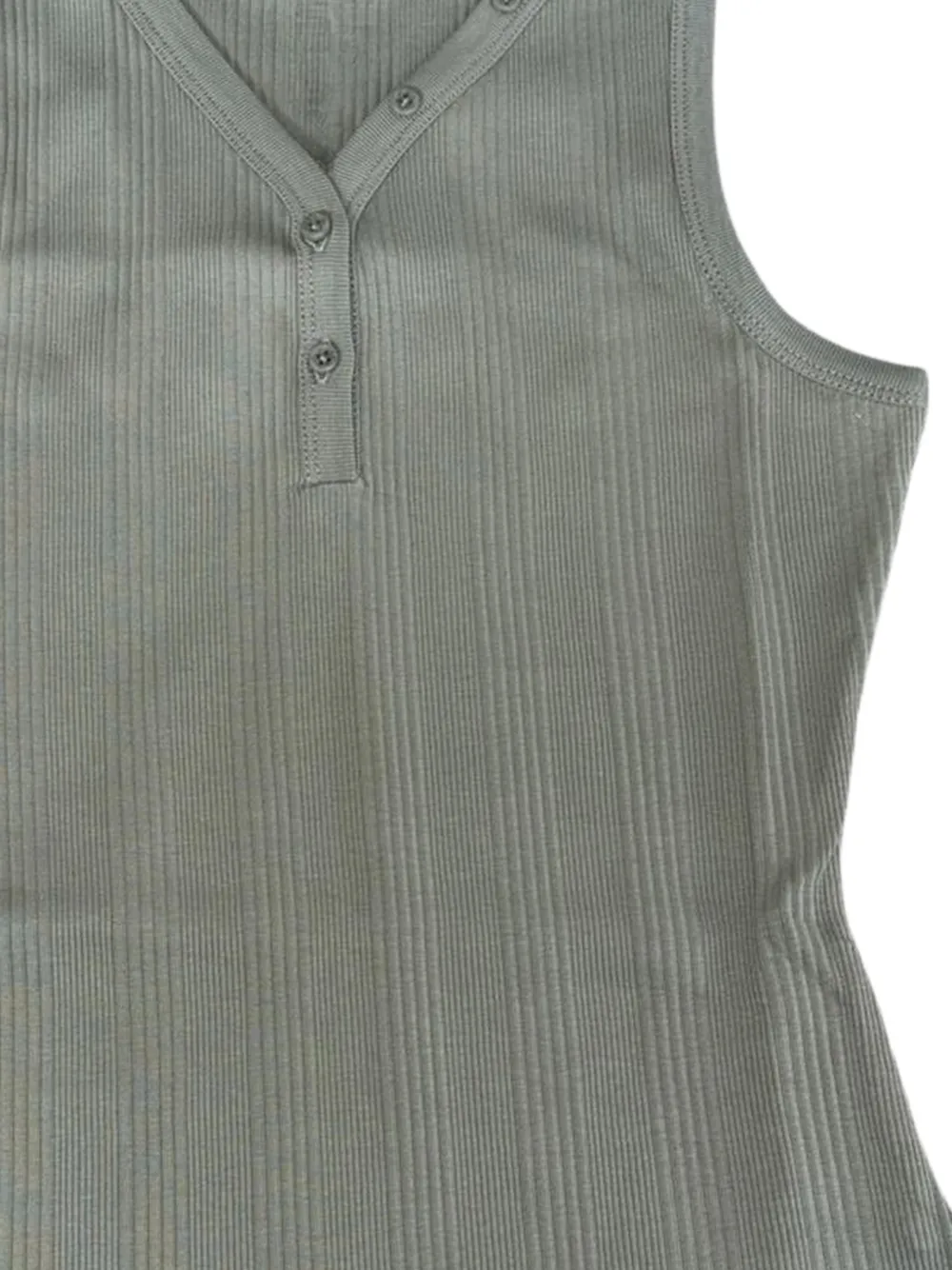  Calvin Klein V-neck Buttoned Ribbed Vest - Grey 