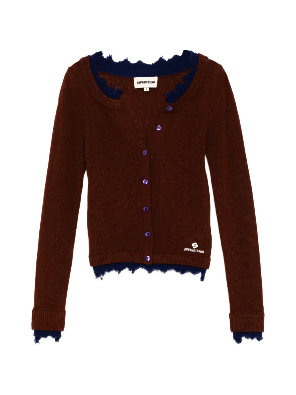 SHUSHU/TONG Cardigan con bordo a contrasto - Marrone