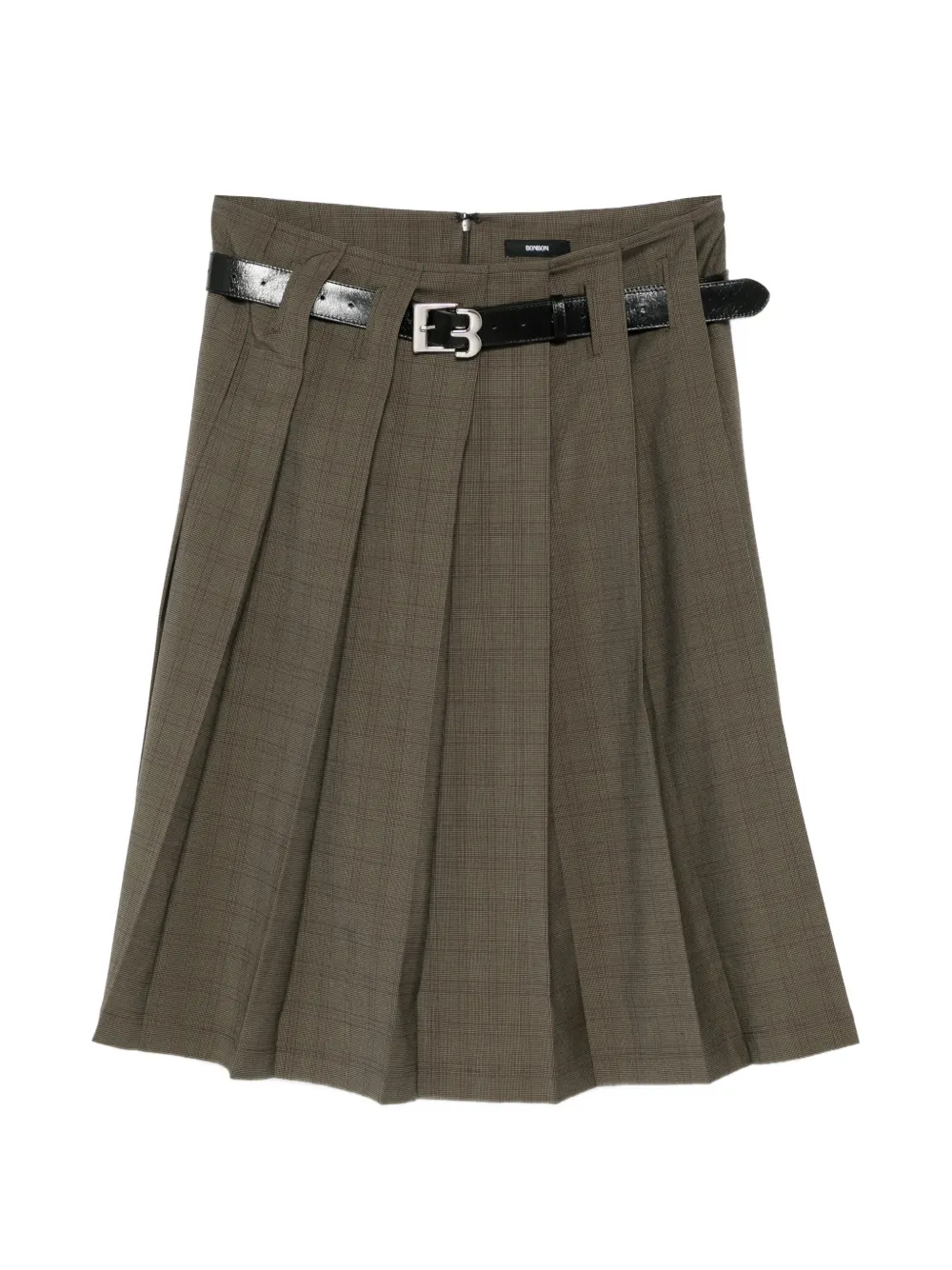 BONBOM Gonna midi a quadri - Marrone