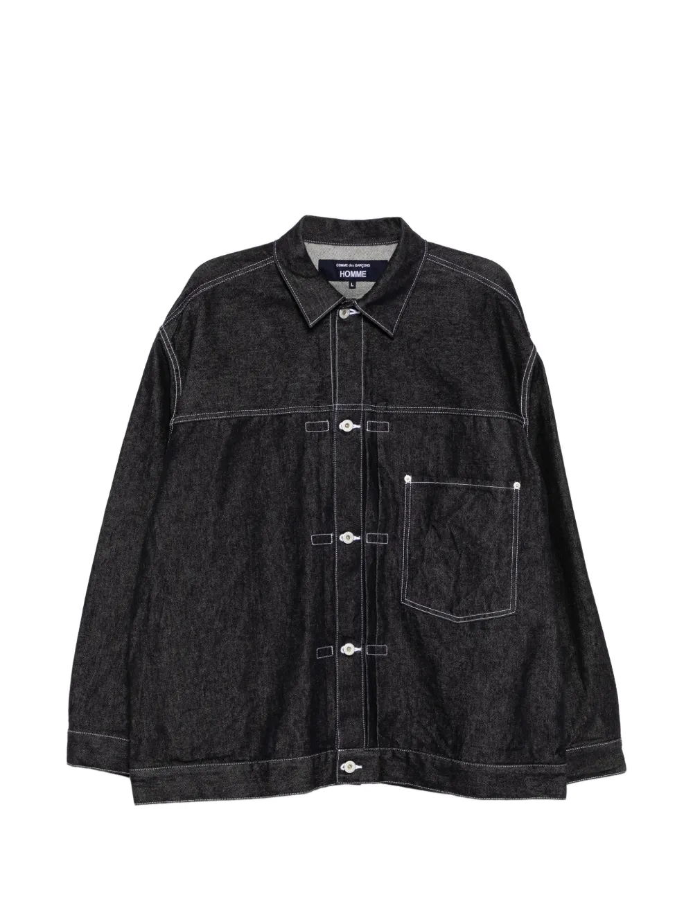 Comme des Garçons Homme Giacca denim con cuciture a contrasto - Nero