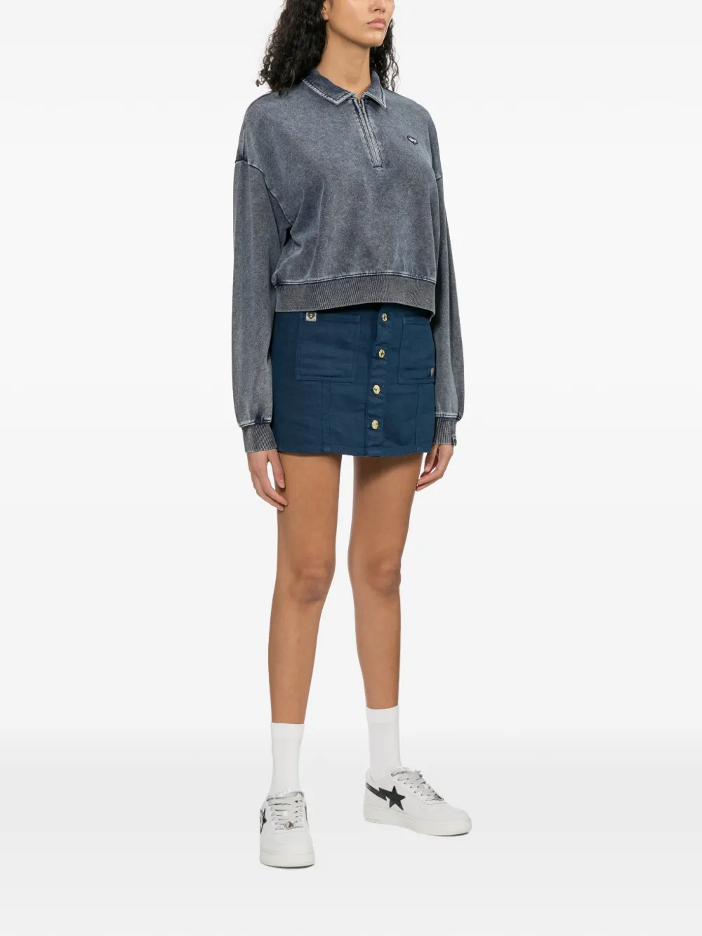 Apee™ By *a Bathing Ape® Logo-patched Half-zip Sweatshirt - Blue 