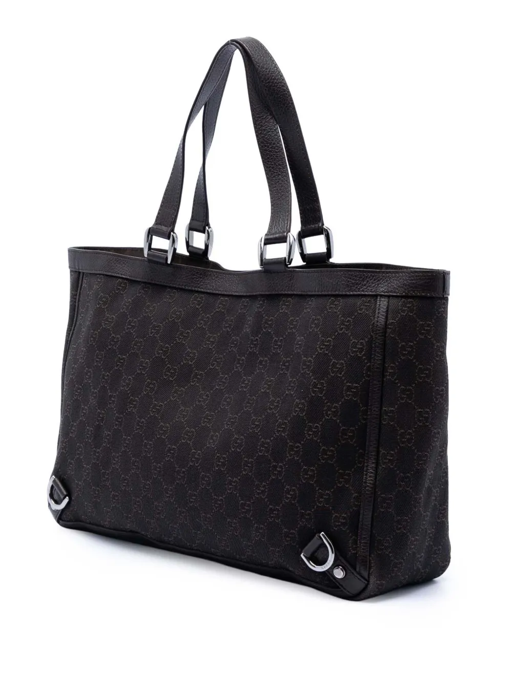  Gucci Pre-owned 2016-2025 Gg Denim Abbey D Ring Tote Bag - Brown 