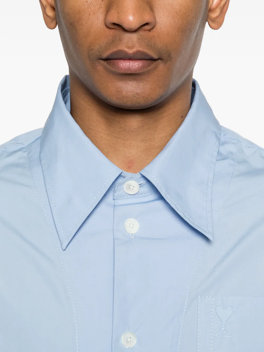 AMI Paris Shirt met logo-reliëf Blauw