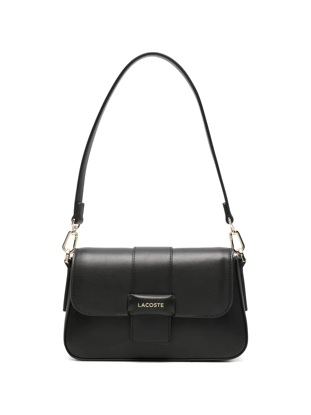 Lacoste logo-lettering foldover-top shoulder bag - Schwarz