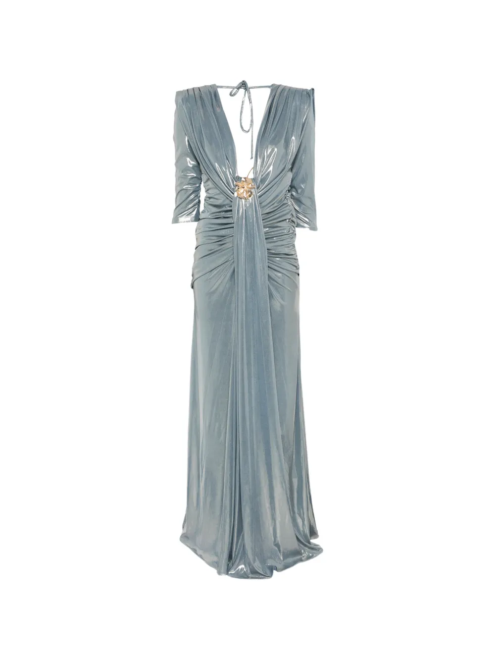BABYLON V-neck ruched maxi dress - Blu