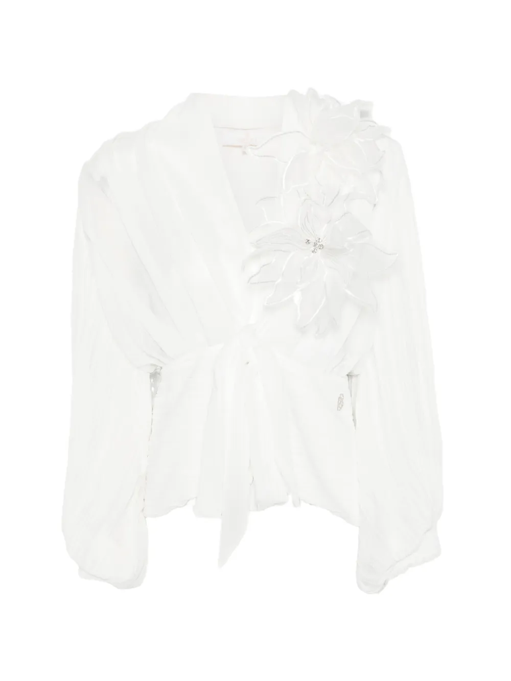 Babylone Paris floral-appliqué blouse - White