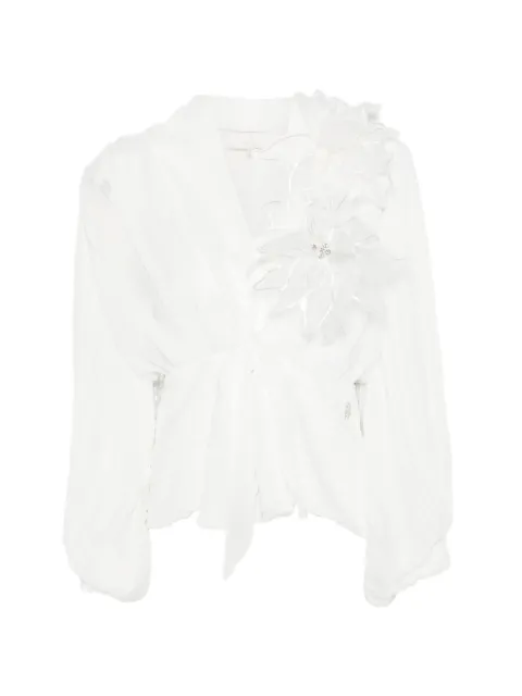 Babylone Paris floral-appliqué blouse