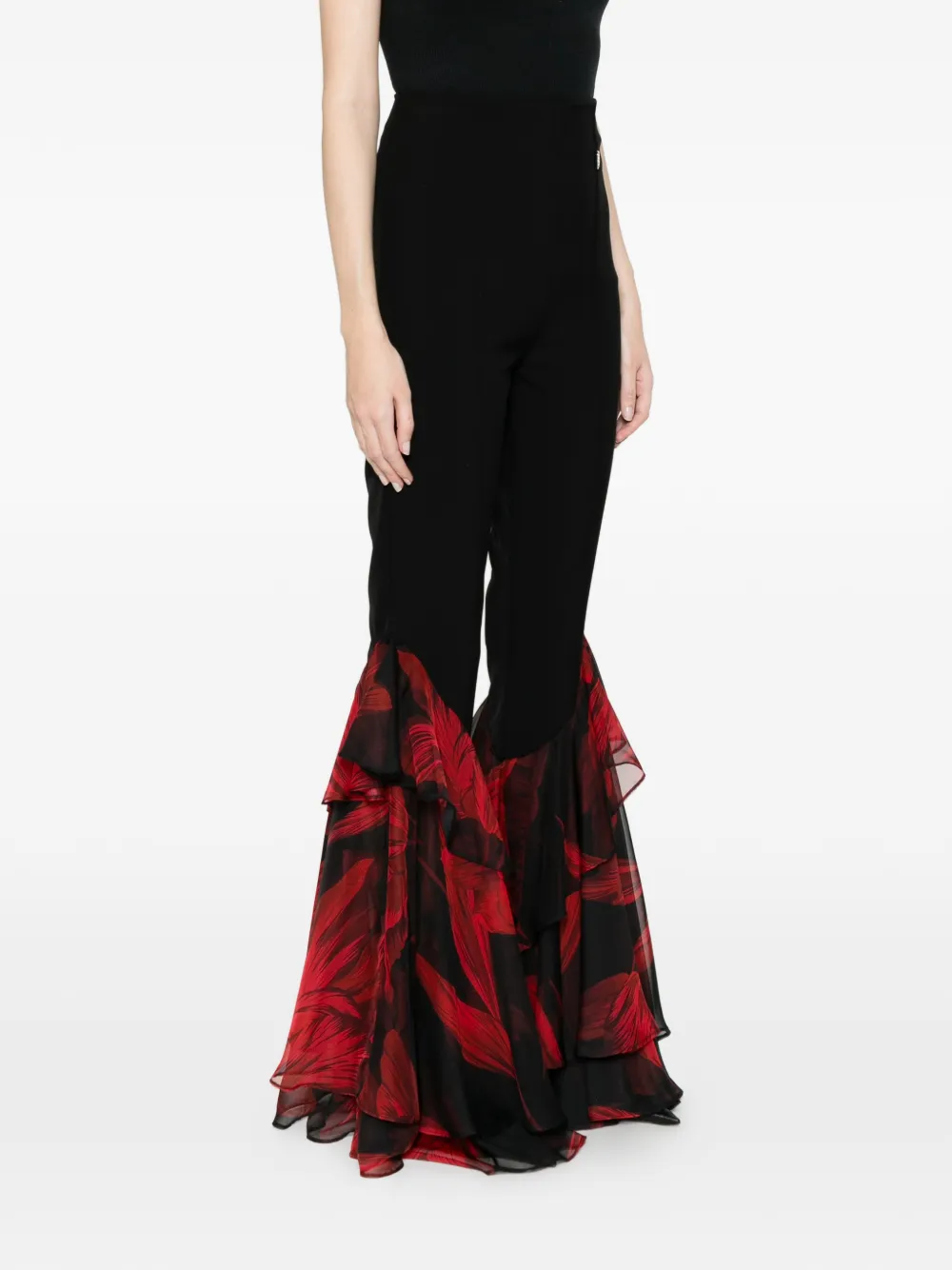 Babylone Paris Flared broek met ruches Zwart