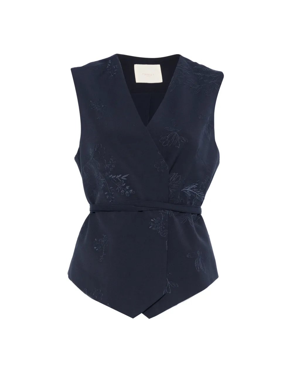 TWINSET embroidered-floral waistcoat - Blue