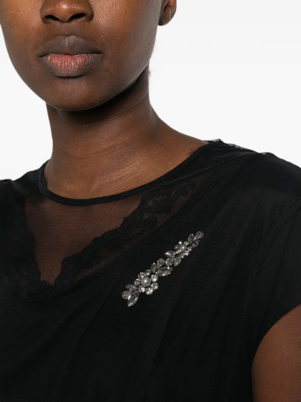 Simone Rocha Crystal-embellished Lace-trim Midi Dress in Black, view 5