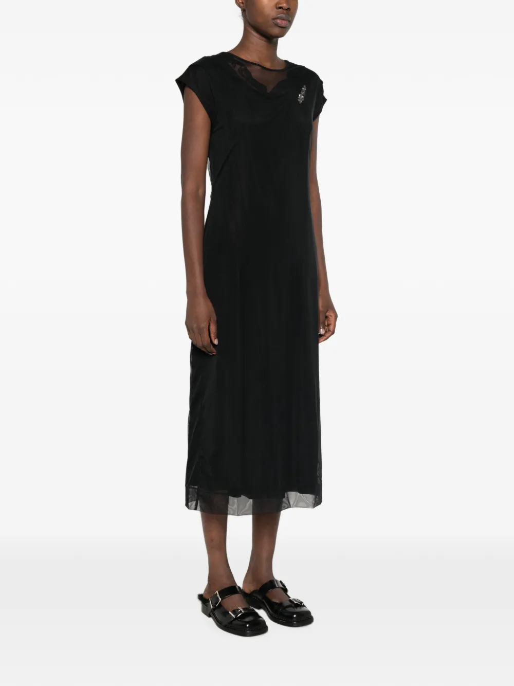 Simone Rocha Crystal-embellished Lace-trim Midi Dress in Black, view 3