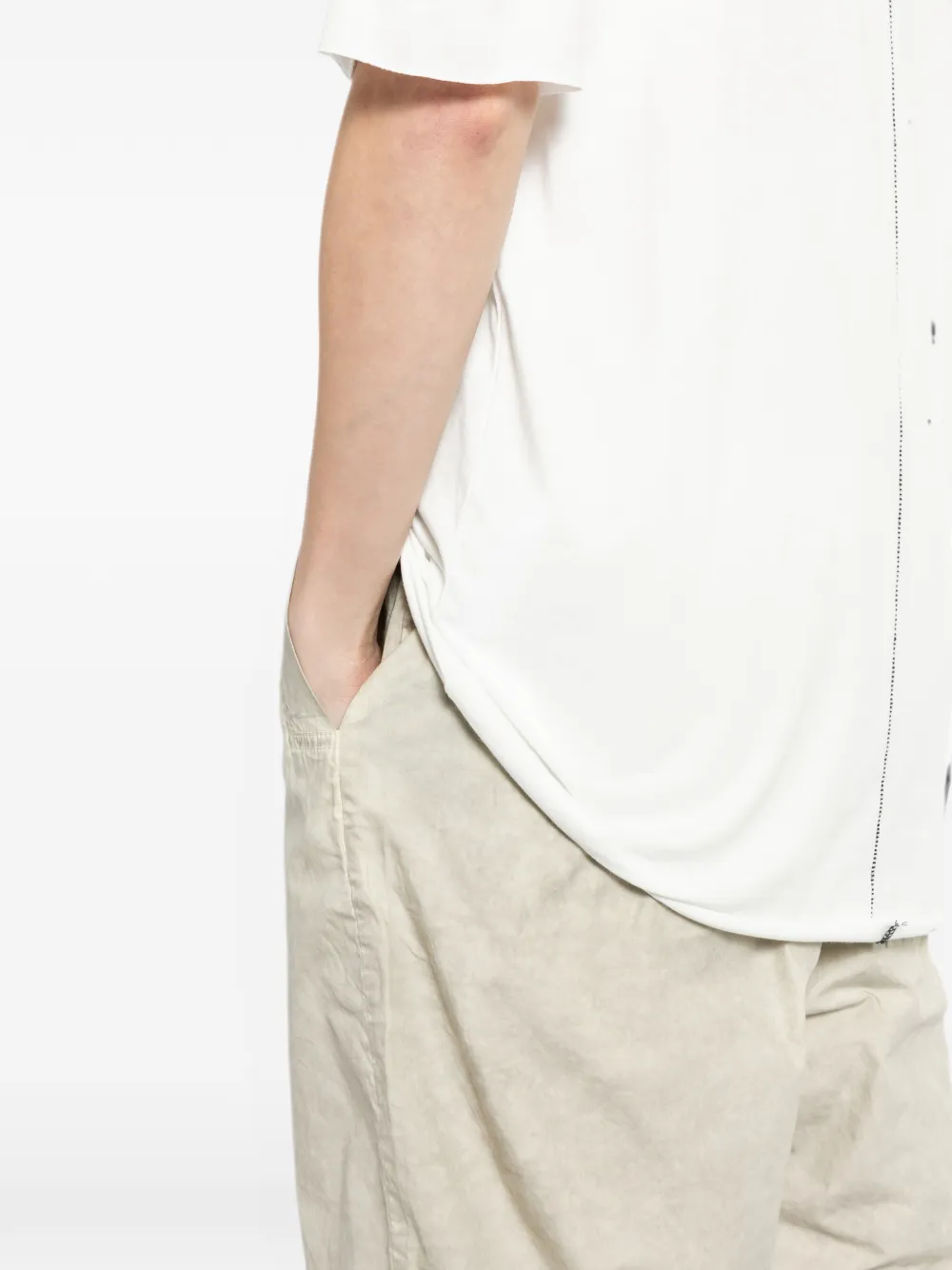 Thom Krom Cropped broek met trekkoord Beige