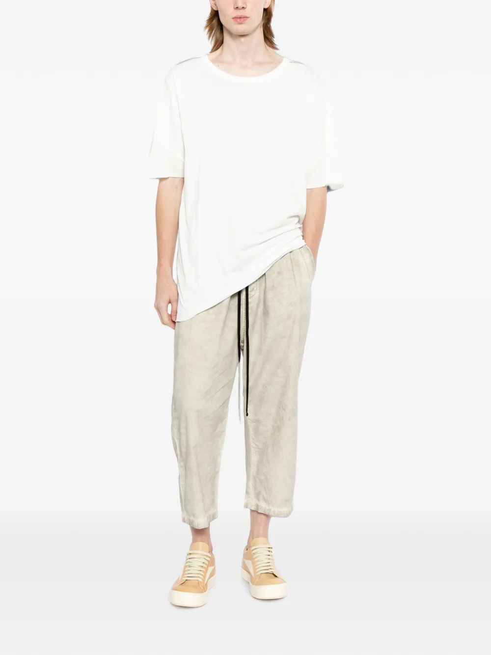 Thom Krom Cropped broek met trekkoord Beige