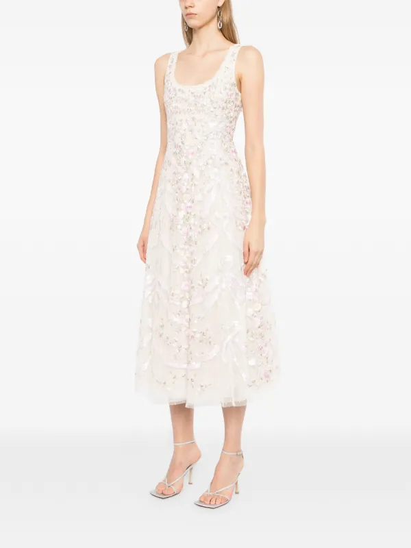 needle and thread embroidered dress Needle & Thread Carnation Sequin-embellished Embroidered Tulle Gown - Light Blue