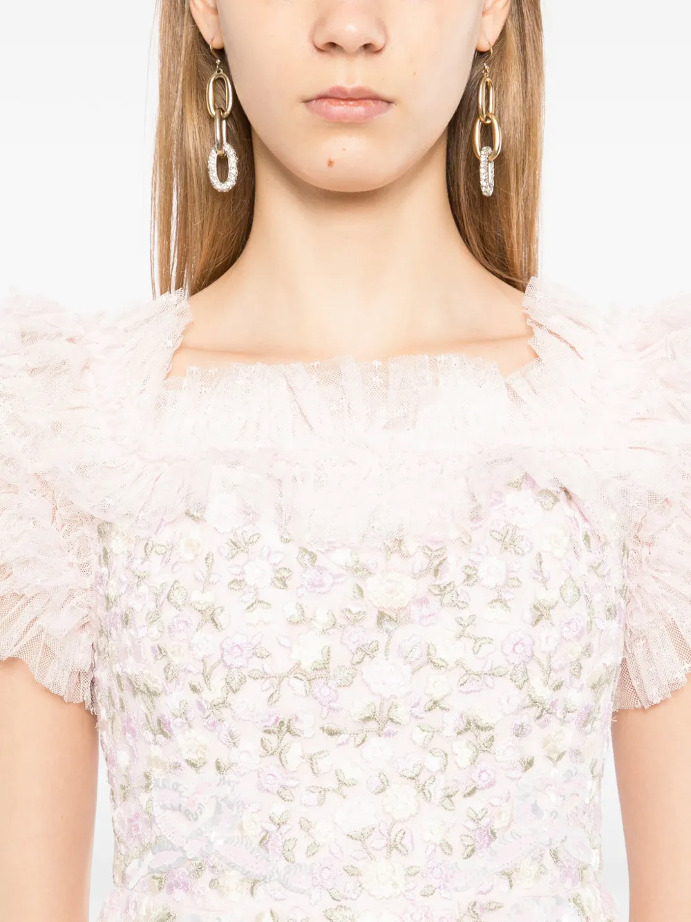 Needle & Thread Jurk met geborduurde bloemen Roze