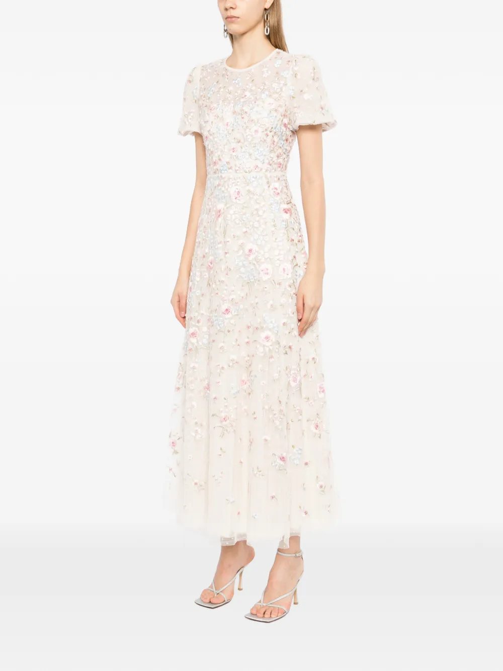  Needle & Thread Floral-embrodairy Dress - Neutrals 