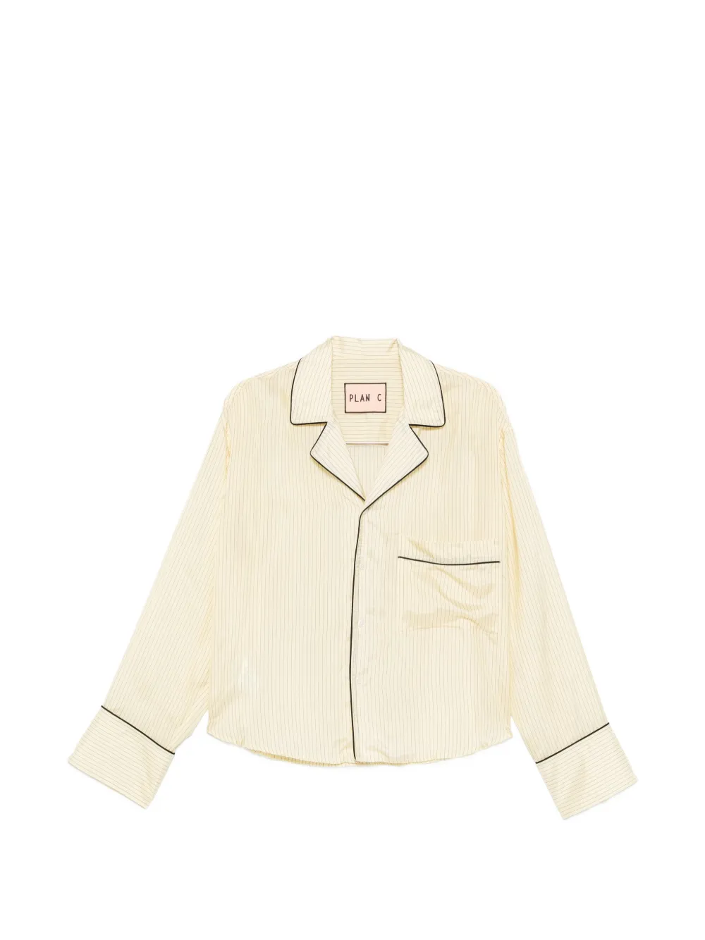 Plan C striped piped-trim shirt - Gelb