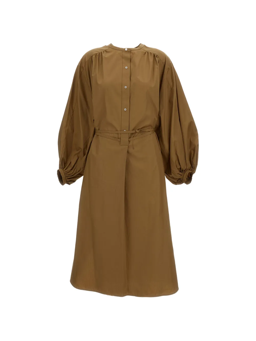 LouLou de Saison balloon-sleeved midi dress - Marrone