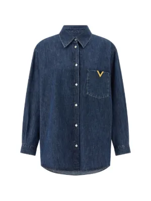 Prada Oversized Organic Denim Shirt | Blue | FARFETCH