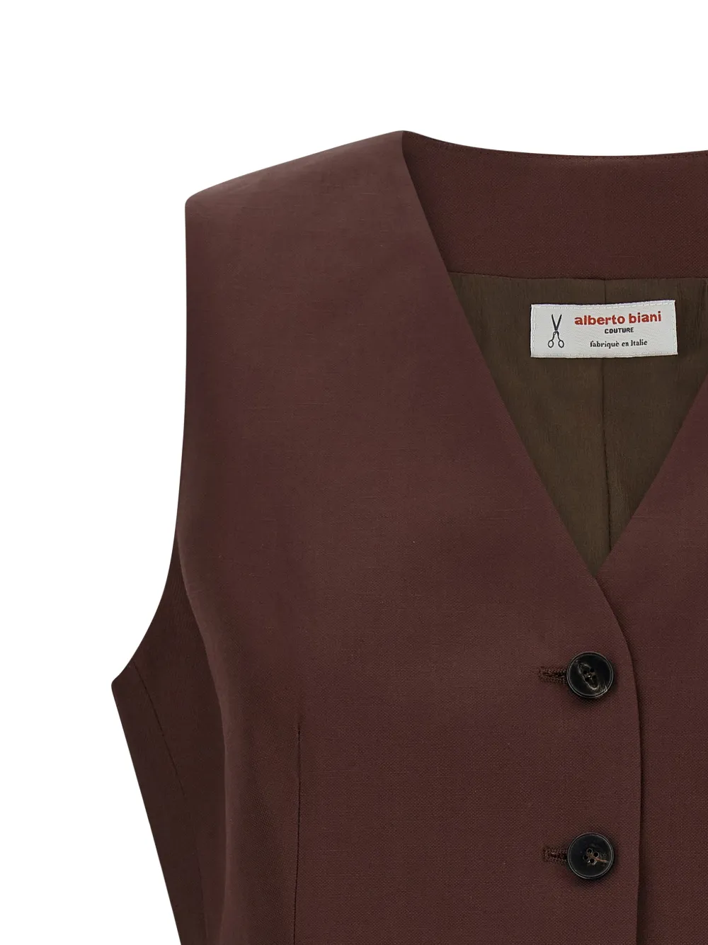  Alberto Biani V-neck Button Vest - Brown 