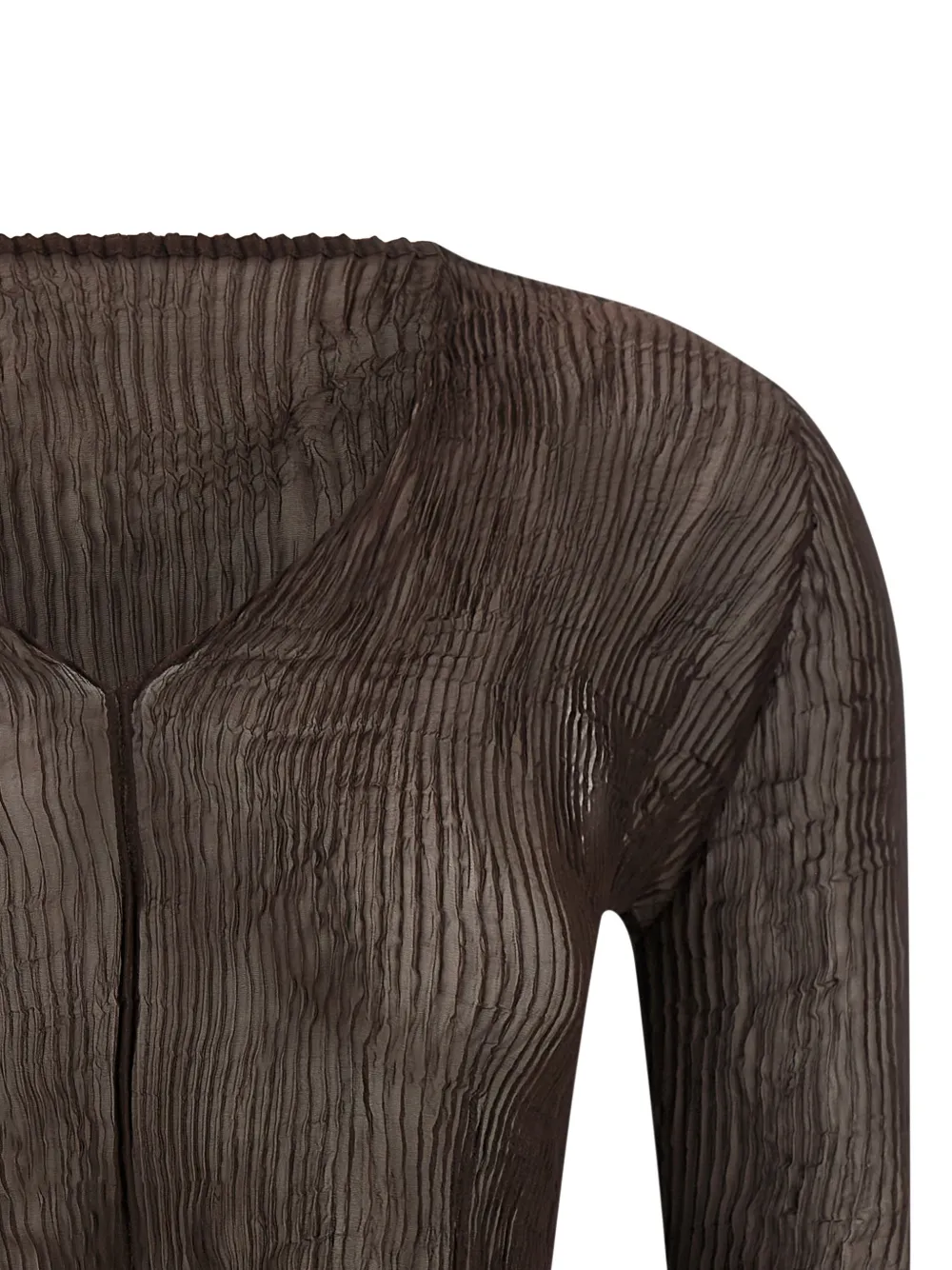 Issey Miyake Geplooide trui met V-hals Bruin