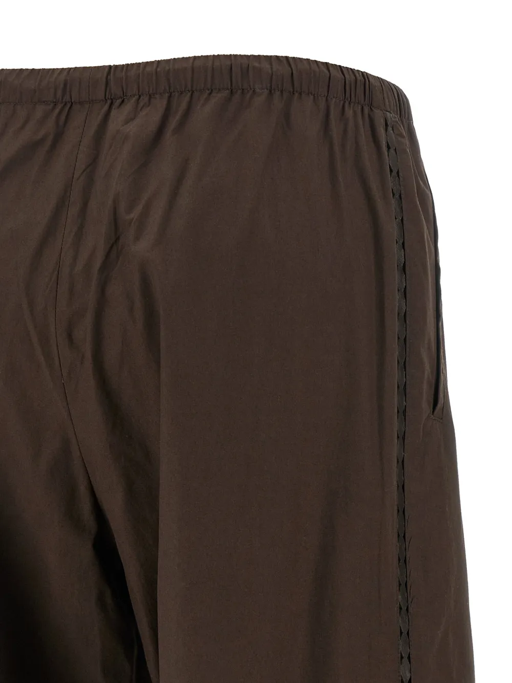 Yves Salomon Leren broek met geperforeerd vlak Bruin