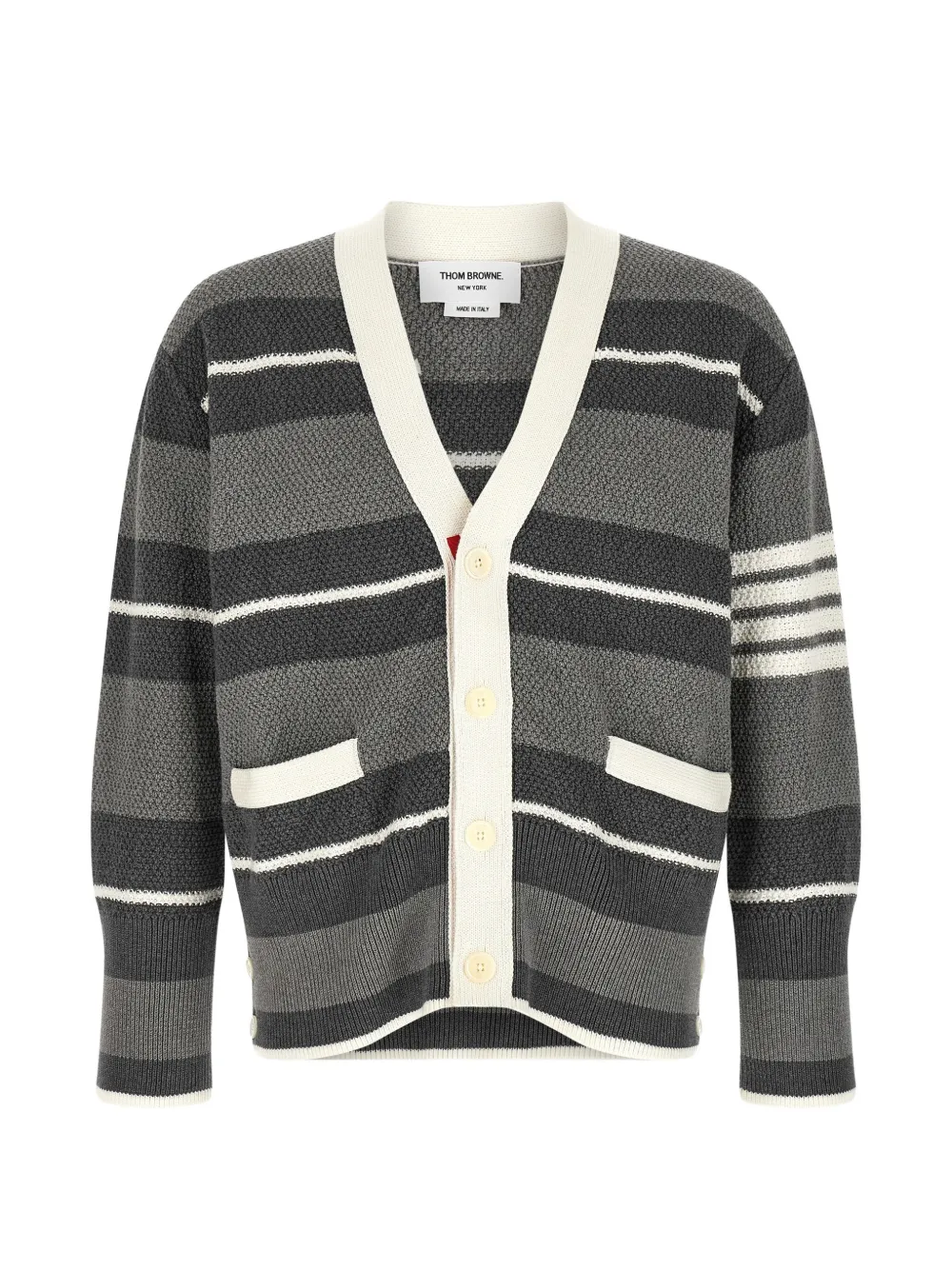 Thom Browne striped V-neck cardigan - Grau