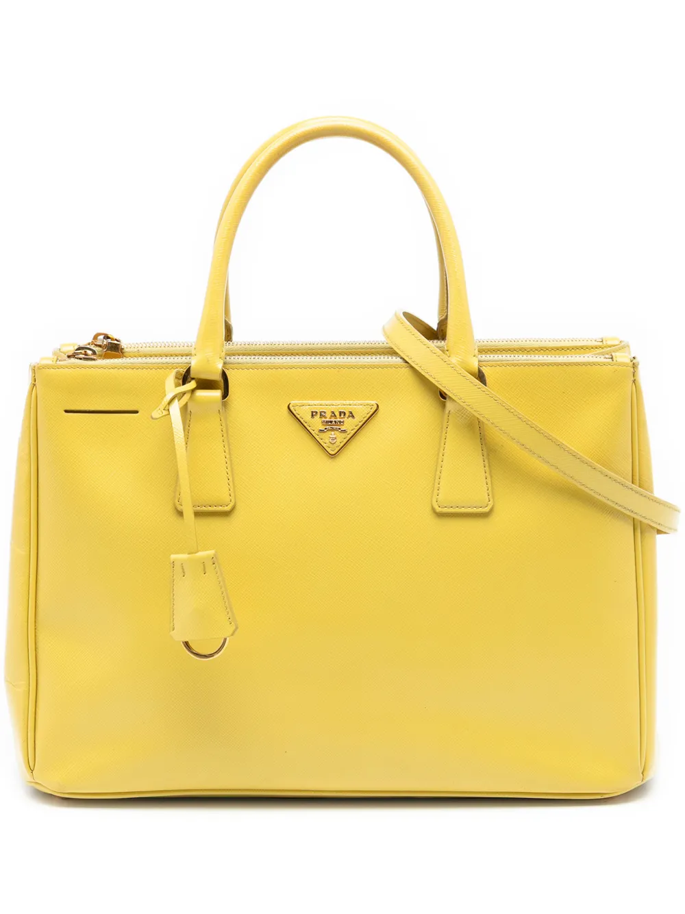 Prada Pre-Owned 2013-2025 Medium Saffiano Lux Galleria Double Zip satchel - Giallo