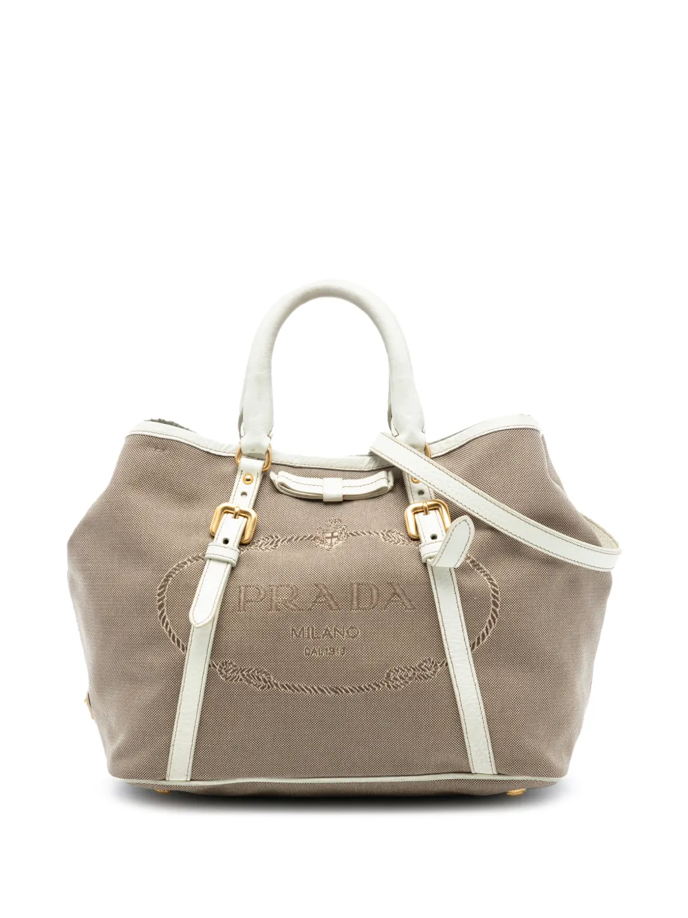 Prada Pre-Owned 2000-2025 Canvas Canapa Logo Bow satchel - Marrone