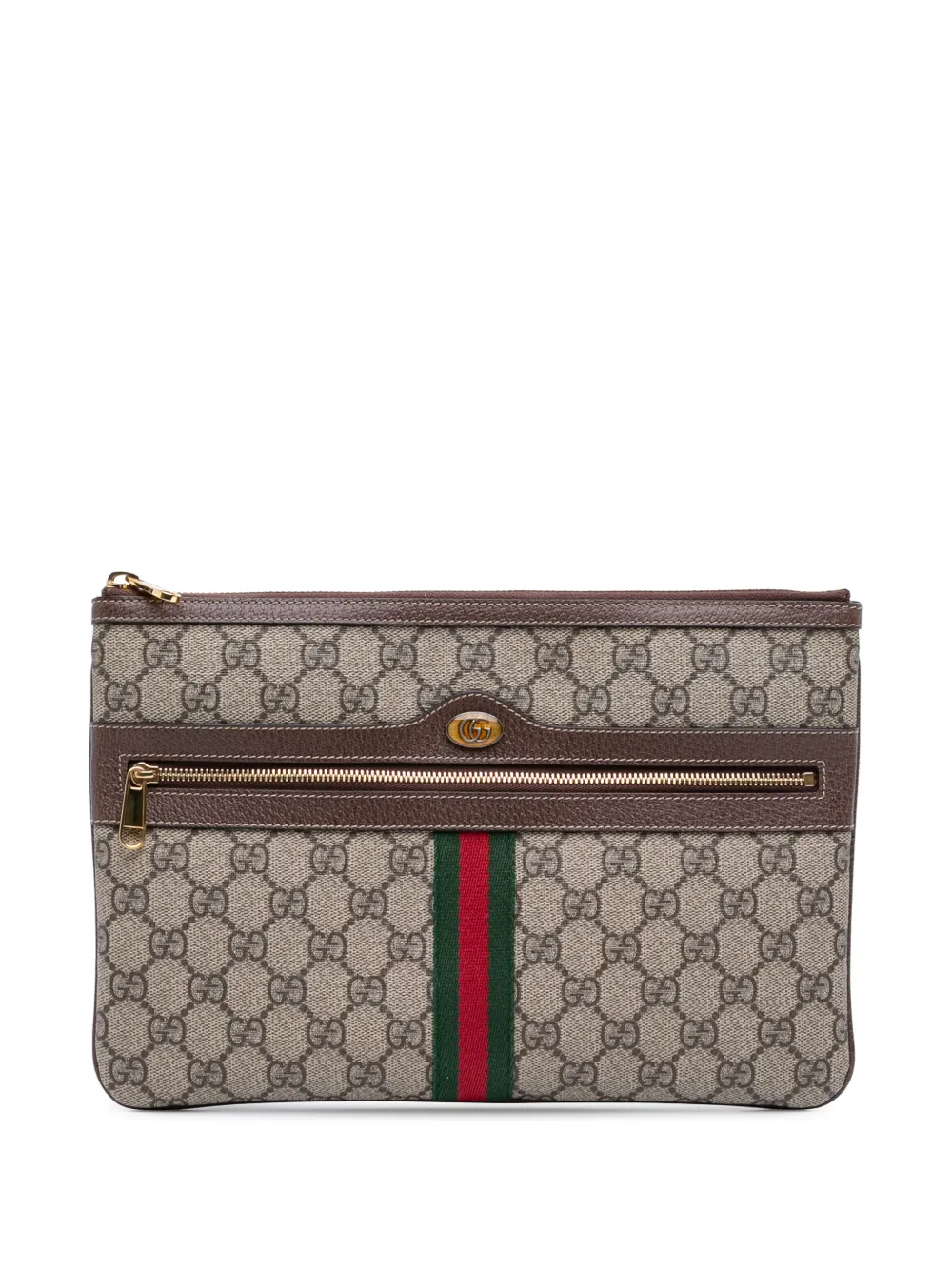 Gucci Pre-Owned 2016-2026 GG Supreme Web Ophidia clutch bag - Marrone