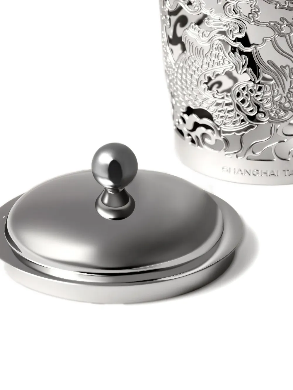 Shanghai Tang kristallen glazen met draak patroon (set van drie) Zilver