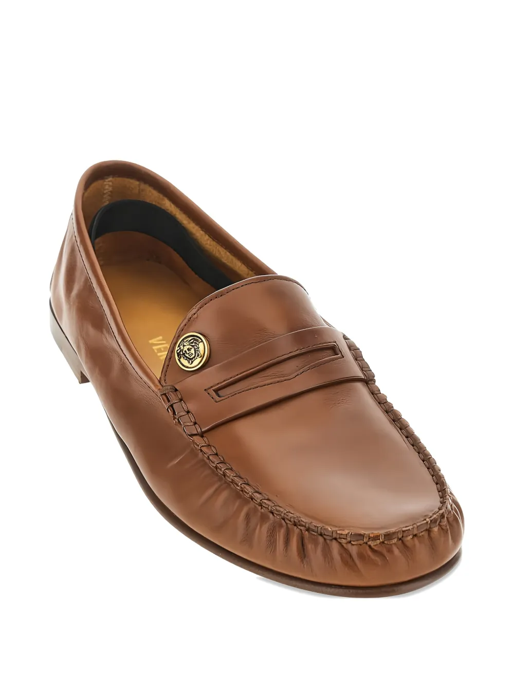 Versace logo-embellished leather penny loafers Bruin