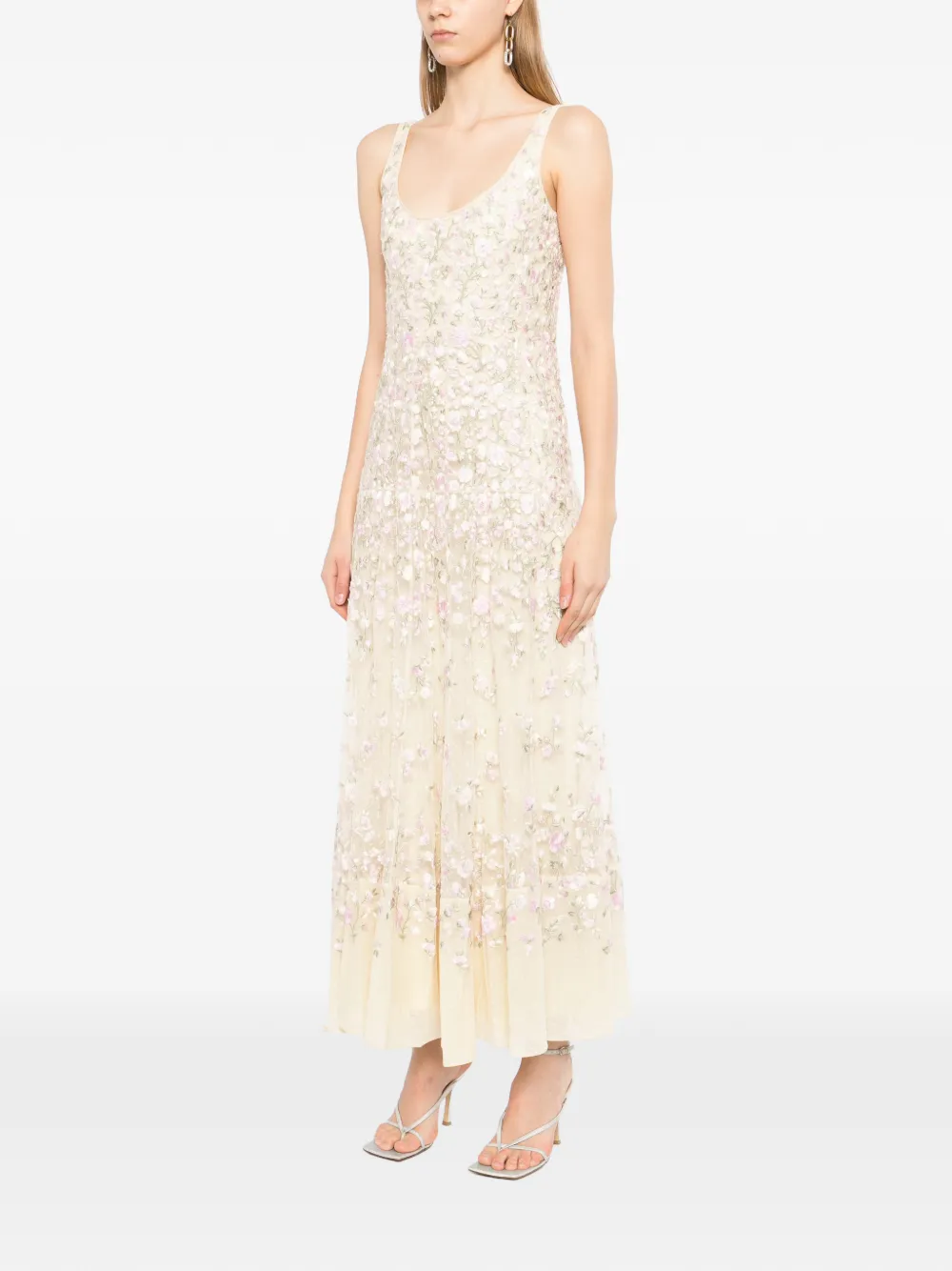  Needle & Thread Vestido Con Bordado Floral - Neutro 