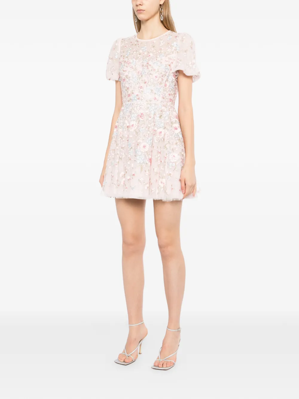  Needle & Thread Floral Embroidered Dress - Pink 